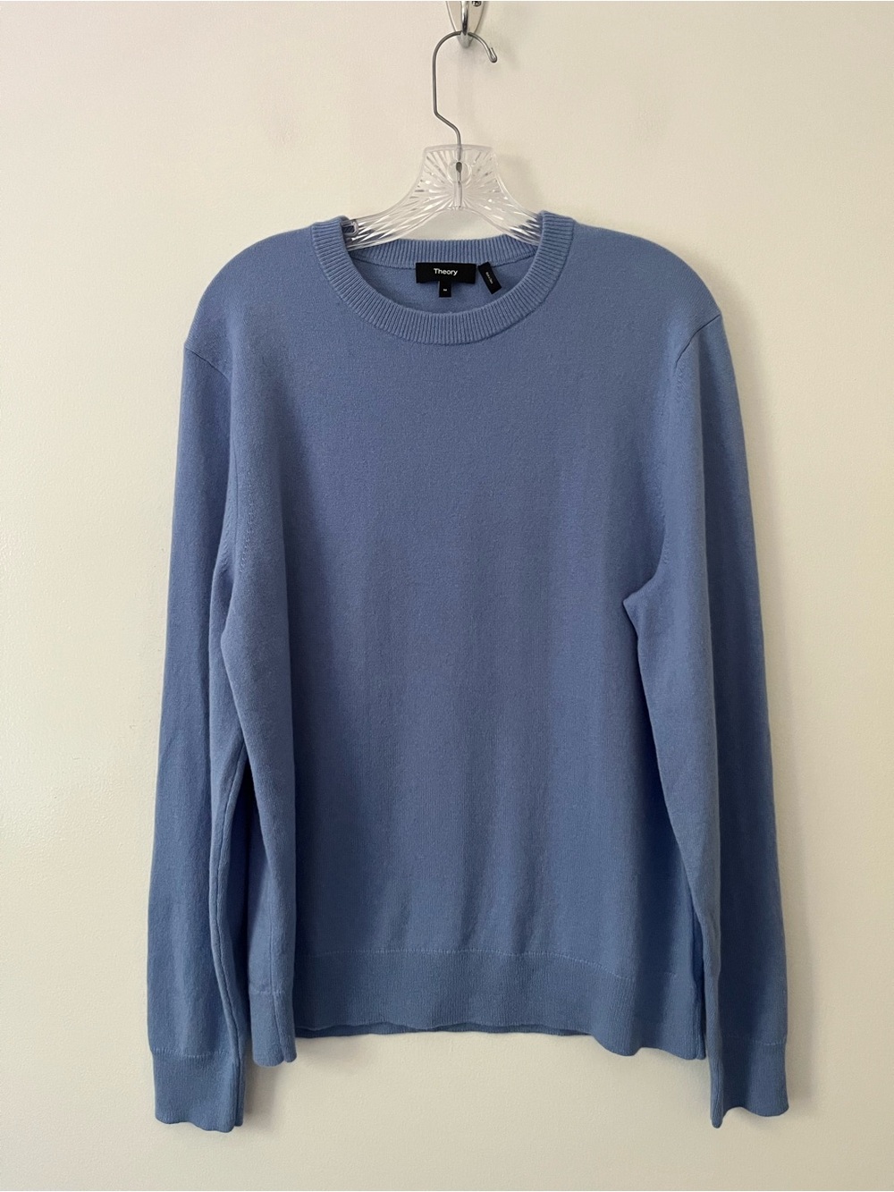 Theory 100% Cashmere Hilles Crew Neck Sweater Blue Knit Luxury M